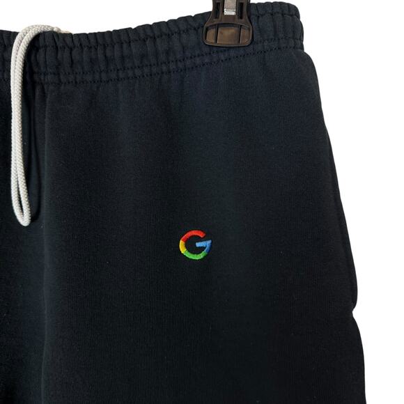 Google Athletic Sweatpants Men Medium Black Logo Russell Fleece Lined Drawstring - Picture 6 of 14